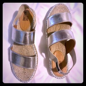 Love Moschino silver strappy sandals